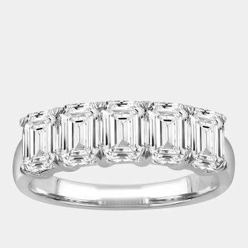 Pre Owned 2.45ct 14k White Gold Lab Grown Diamond 5 Stone Band