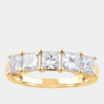 Pre Owned 3.7ct 14k Yellow Gold Lab Grown Diamond 5 Stone Band