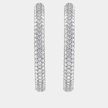Pre Owned 3ct 14k White Gold Lab Grown Diamond Hoop Earring