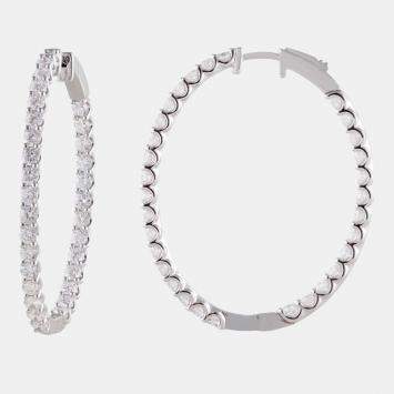 Pre Owned 4ct 14k White Gold Lab Grown Diamond Hoop Earring