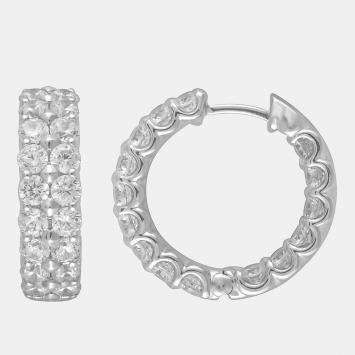 Pre Owned 5ct 14k White Gold Lab Grown Diamond Hoop Earring