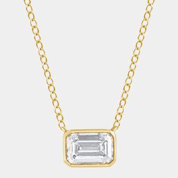 Pre Owned 0.8ct 14k Yellow Gold Lab Grown Diamond Solitaire Pendant