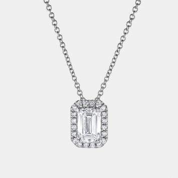 Pre Owned 0.82ct 14k White Gold Lab Grown Diamond Halo Pendant