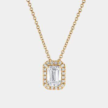 Pre Owned 0.82ct 14k Yellow Gold Lab Grown Diamond Halo Pendant