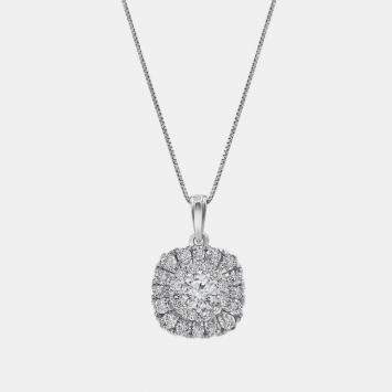 Pre Owned 1ct 14k White Gold Lab Grown Diamond Halo Pendant
