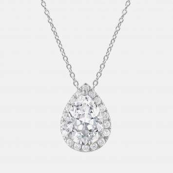 Pre Owned 1.2ct 14k White Gold Lab Grown Diamond Halo Pendant