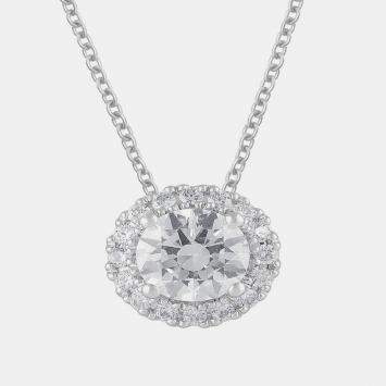 Pre Owned 1.21ct 14k White Gold Lab Grown Diamond Halo Pendant