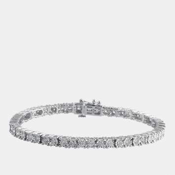 Pre Owned 3.2ct 14k White Gold Lab Grown Diamond Tennis Bracelet