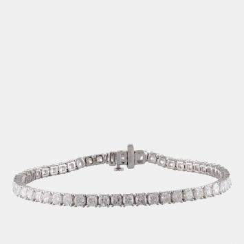 Pre Owned 7.65ct 14k White Gold Lab Grown Diamond Tennis Bracelet