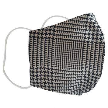 Pre Owned Non-Medical Handmade Black/White Check Pattern Printed Cotton Face Mask - Pack Of 2 (Available for UAE Customers Only)
