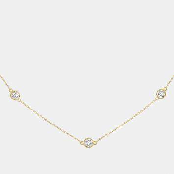 Pre Owned 14K Yellow Gold Lab Grown Diamond Bezel Set Station Necklace 18 inches (2.00 Ct)