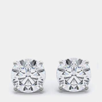 Pre Owned 14K White Gold Lab Grown Diamond Screwback Earring Studs (5.00 ct)
