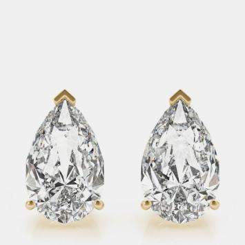 14K Yellow Gold Pear Shaped Lab Grown Diamond Earring Studs (3.00 Ct)