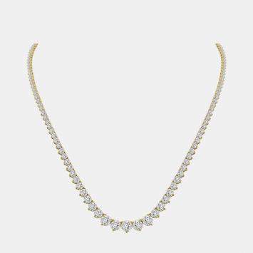 Pre Owned 14K Yellow Gold Lab Grown Diamond Graduated Necklace (10.00Ct)
