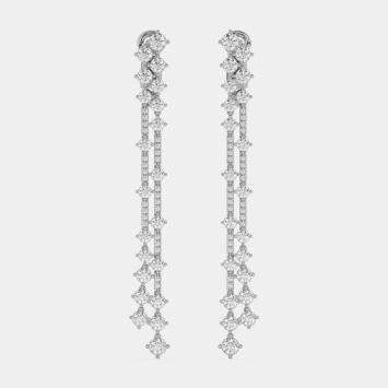 14k White Gold Double Row Dangle Lab Grown Diamond Earrings (6.25 Ct)