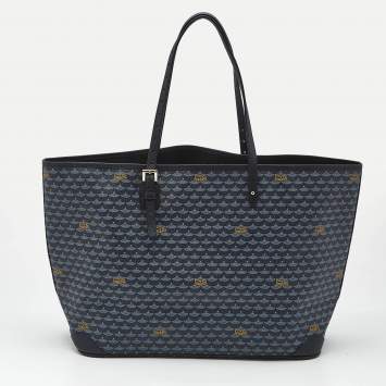 Pre Owned Faure Le Page Navy Blue Coated Canvas and Leather Daily Battle 41 Tote
