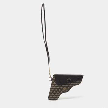 Pre Owned Faure Le Page Black/Brown Coated Canvas Caliber 18 Wristlet Pouch