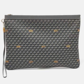 Pre Owned Faure Le Page Grey Coated Canvas and Leather Ecailles 41 Portfolio Bag