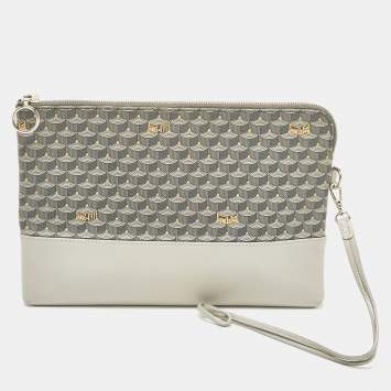 Pre Owned Faure Le Page Grey Coated Canvas and Leather Wristlet Pouch