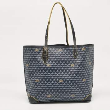 Pre Owned Faure Le Page Navy Blue Coated Canvas and Leather Daily Battle Tote