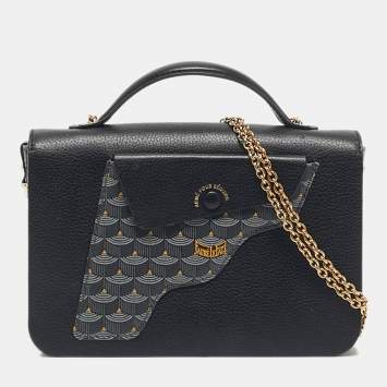 Faure Le Page Black Coated Canvas and Leather Calibre 21 Top Handle Bag