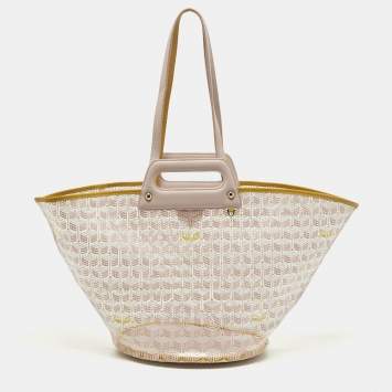 Pre Owned Faure Le Page Basket 57 Pale Pink Vinyl and Leather Tote
