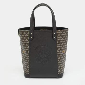 Pre Owned Faure Le Page Daily Bottle Bucket Black Coated Canvas and Leather Carry On Tote