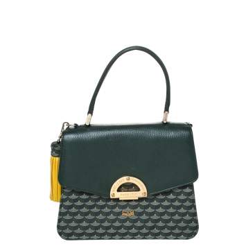 Pre Owned Faure Le Page Green Coated Canvas and Leather Parade Top Handle Bag