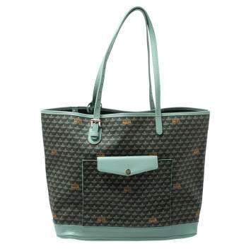 Pre Owned Faure Le Page Green Monogram Coated Canvas and Leather Carry On Tote