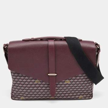 Pre Owned Faure Le Page Burgundy Coated Canvas And Leather Express 36 Messenger Bag