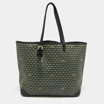 Pre Owned Faure Le Page Green/Black Coated Canvas and Leather Daily Battle Tote