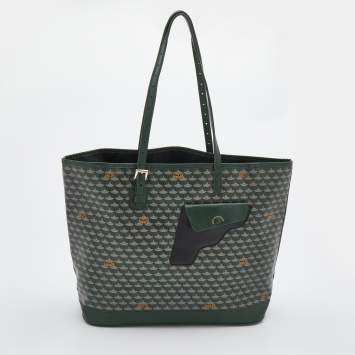 Pre Owned Faure Le Page Green Coated Canvas and Leather Daily Battle 37 Tote