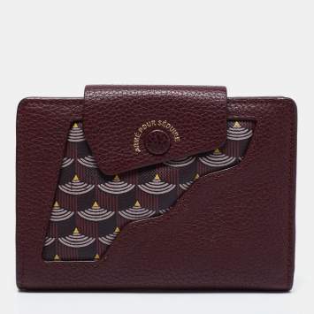 Pre Owned Faure Le Page Burgundy Coated Canvas and Leather Calibre Bifold Wallet