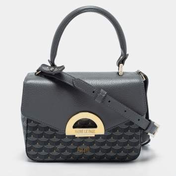 Pre Owned Faure Le Page Grey Coated Canvas and Leather Parade Top Handle Bag