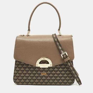 Pre Owned Faure Le Page Beige/Brown Coated Canvas and Leather Parade Top Handle Bag