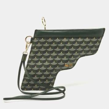 Pre Owned Faure Le Page Green Coated Canvas Calibre 22 Wristlet Pouch