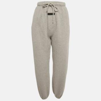 مملوكة مسبقًا Essentials Fear of God Grey Cotton Knit Fleece Lined Sweatpants S