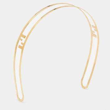 Pre Owned Fendi FF Gold Tone Headband 