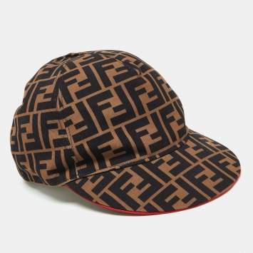 Pre Owned Fendi Tobacco Brown Zucca Pattern Canvas Baseball Cap 