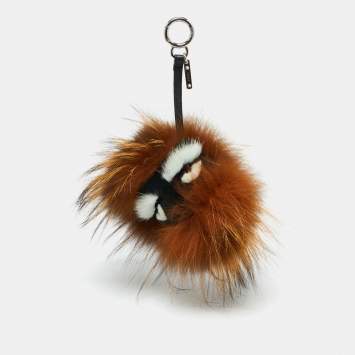 Pre Owned Fendi Multicolor Fox Mink Rabbit Fur Flamingo Kooky Monster Bug Bag Charm