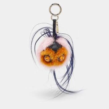 Pre Owned Fendi Multicolor Mink Fur and Leather Funky Monster Bug Bag Charm
