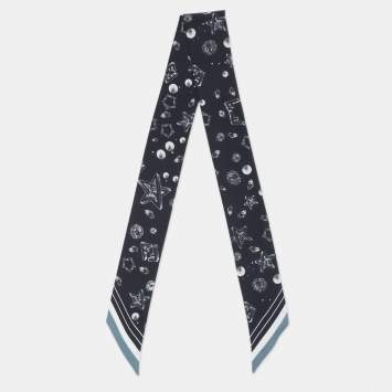 Pre Owned Fendi Navy Blue Silk Star Planet Bandeau Scarf