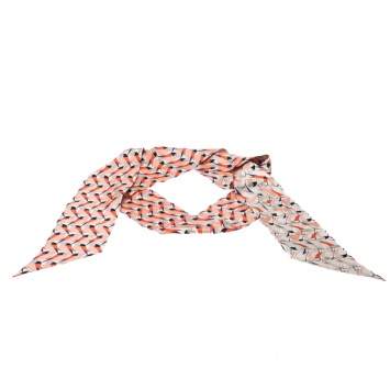 Pre Owned Fendi Peach Silk Creatures Bandeau Scarf