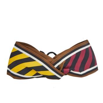 Pre Owned Fendi Multicolor Striped Silk & Leather Headband