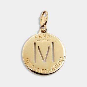 Pre Owned Fendi Identification Letter 'M' Gold Tone Charm/Pendant