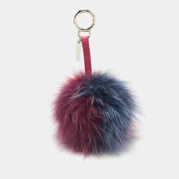 Pre Owned Fendi Multicolor Fox Fur Pom Pom Bag Charm