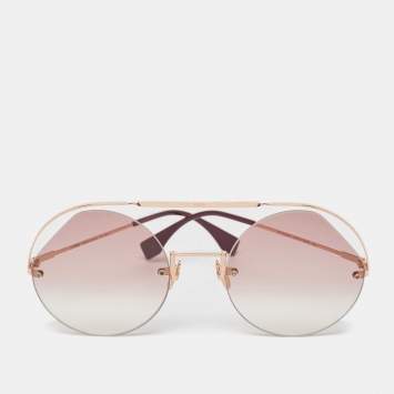 Pre Owned Fendi Pink Gradient FF 0325/S Round Sunglasses