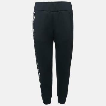 Pre Owned Fendi Black Logo Print Neoprene Track Pants S