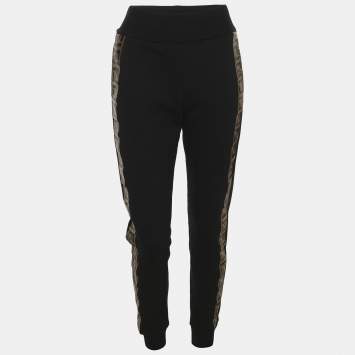 Pre Owned Fendi Black Jersey FF Logo Jogger S  