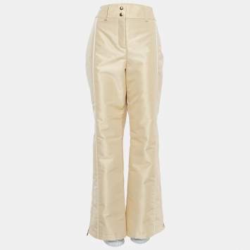 Pre Owned Fendi Gold Metallic Synthetic Insulated Ski Pants L